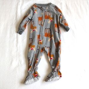 child of mine moose fleece zipper footie sleeper pajamas 6-9 months baby unisex